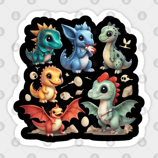 Dino Cute Friends Sticker by TEENIE DESIGN